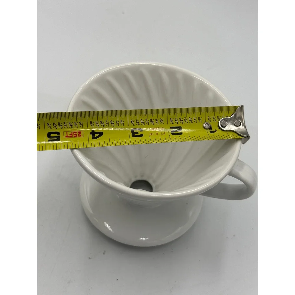 Kajava Mama Coffee Dripper Ceramic Pour Over White Spiral Ribbed V60 Style